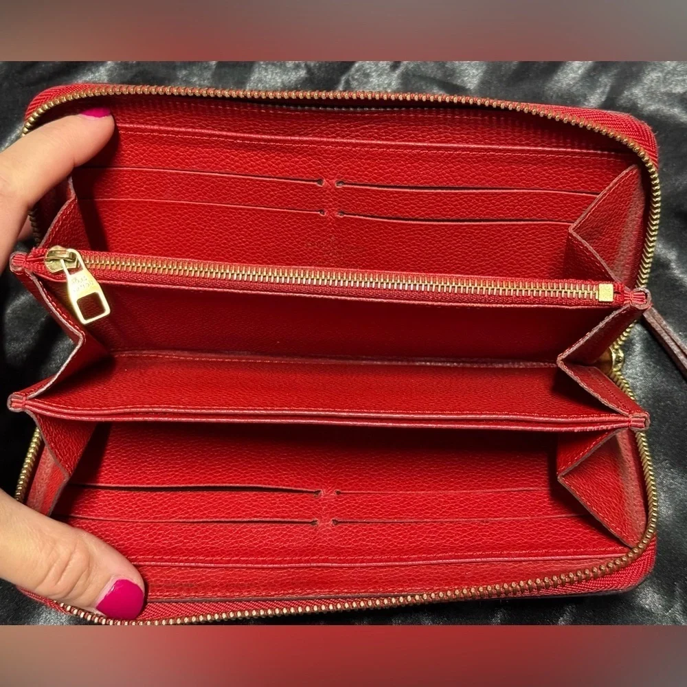 Louis Vuitton red Empreinte monogram zippy wallet